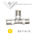 EM-F-A118 Conector de compresión de 3 vías NIckel plateado accesorio de tubería en T de latón